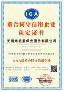 AAA重合同守信用企业认定证书